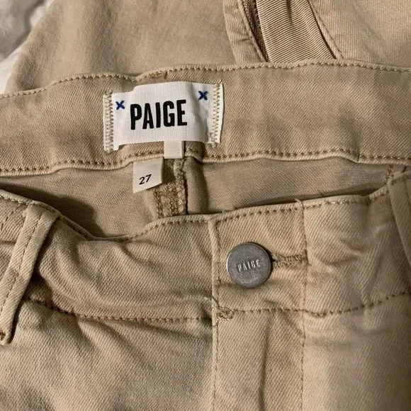 Paige Joggers Womens Size 27 Grosgrain Side Stripe Ankle Zip Color Vintage Oak - Picture 4 of 9
